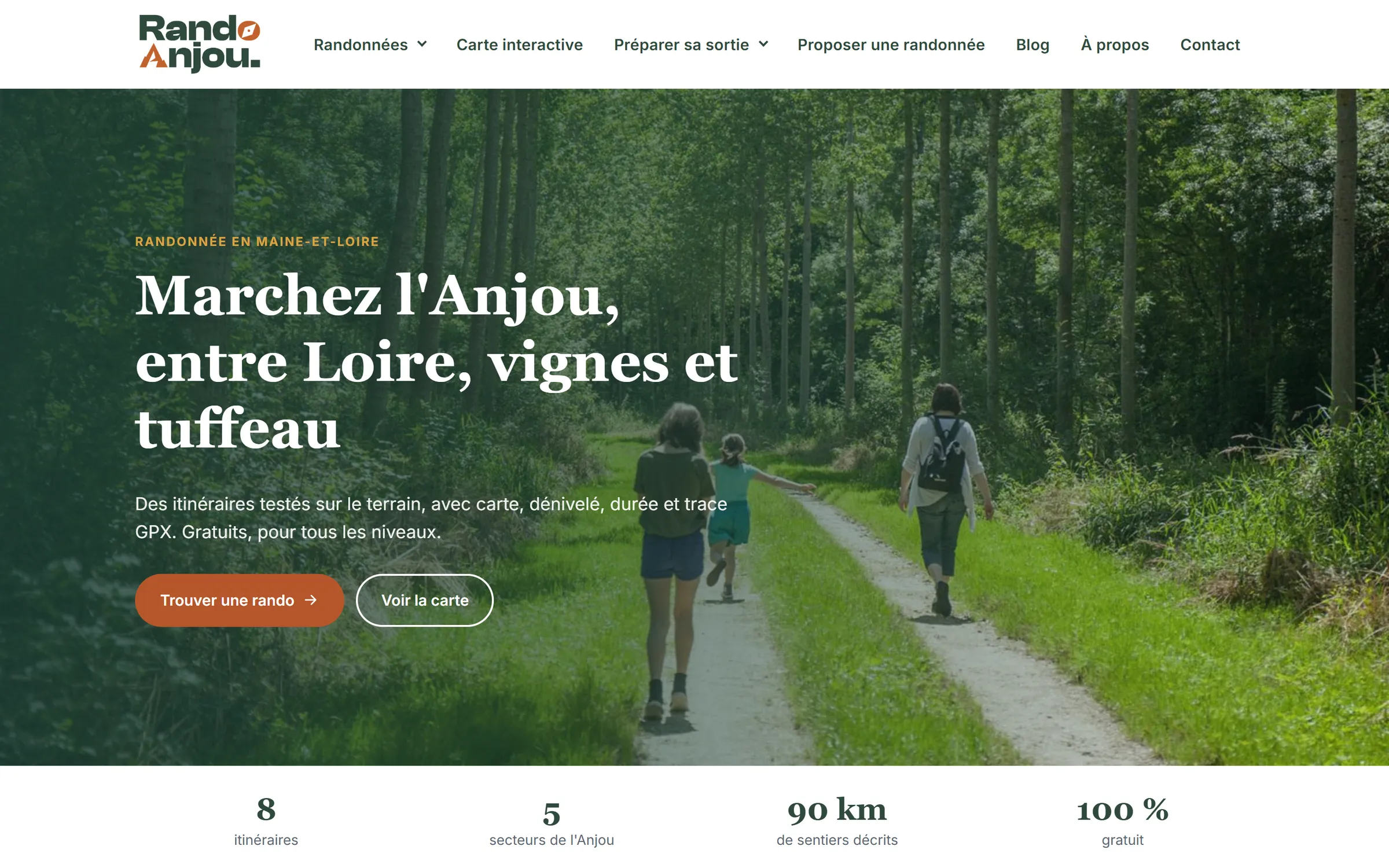 Page d’accueil du site randoanjou.fr